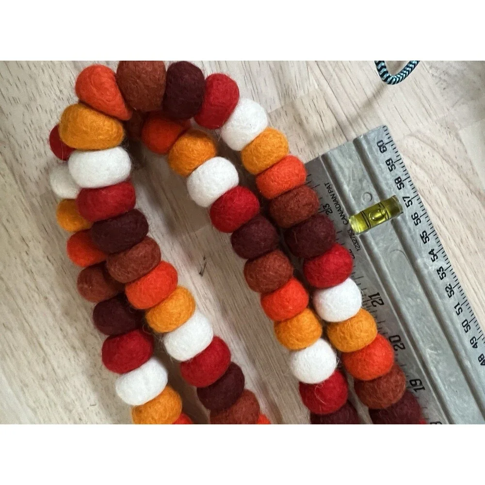 Trader Joes Handcrafted Felted Wool Garland Fall 9FT Orange Halloween Decor fall